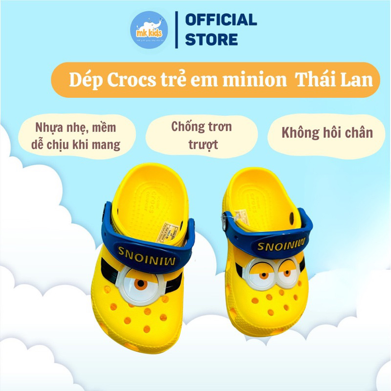 Dép cross trẻ em minion chất liệu cao cấp thiết kế đúc nguyên khối bền nhẹ, không hôi chân cho bé trai bé gái