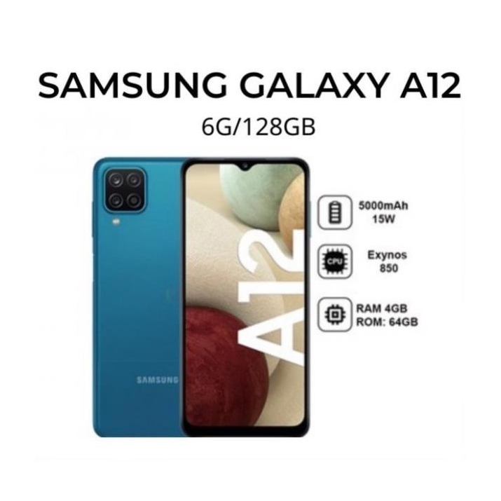 Samsung A12 Thẻ kép điện thoại di động dự phòng kép Hệ thống thông minh Hoạt động Android hiển thị toàn màn