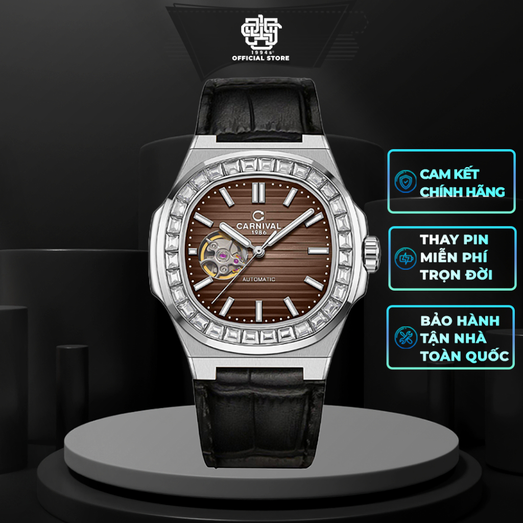 Đồng Hồ Nam CARNIVAL 8128G-VT-DD-N Dây Da, Kính Sapphire, Hàng Chính Hãng