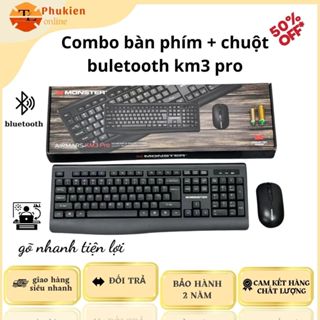 Bộ Bàn Phím Và Chuột Tĩnh Âm MONSTER-KM 3 Không Dây 2.4GHz Độ Phân Giải 1600DPI