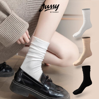 Set 5 Đôi Tất Cổ Cao Trơn Nhiều Màu Vintage Jussy Official Chất Vải Cotton Co Giãn Thời Trang Hàn Quốc Cho Nam Và Nữ