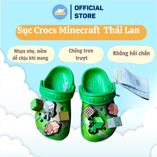 Dép sục Crocs trẻ em MineCraft chính hãng chất liệu cao cấp thiết kế đúc nguyên khối bền nhẹ,không hôi chân cho bé trai