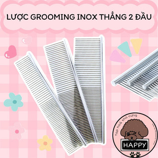 HOẢ TỐC | Lược inox thẳng 2 đầu chải lông cho chó mèo / Lược Grooming thép không gỉ cho thú cưng -Tạp Hóa Thú Cưng Happy