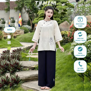 Pháp phục đồ lam TINH NHI thêu hoa thanh lịch PP150