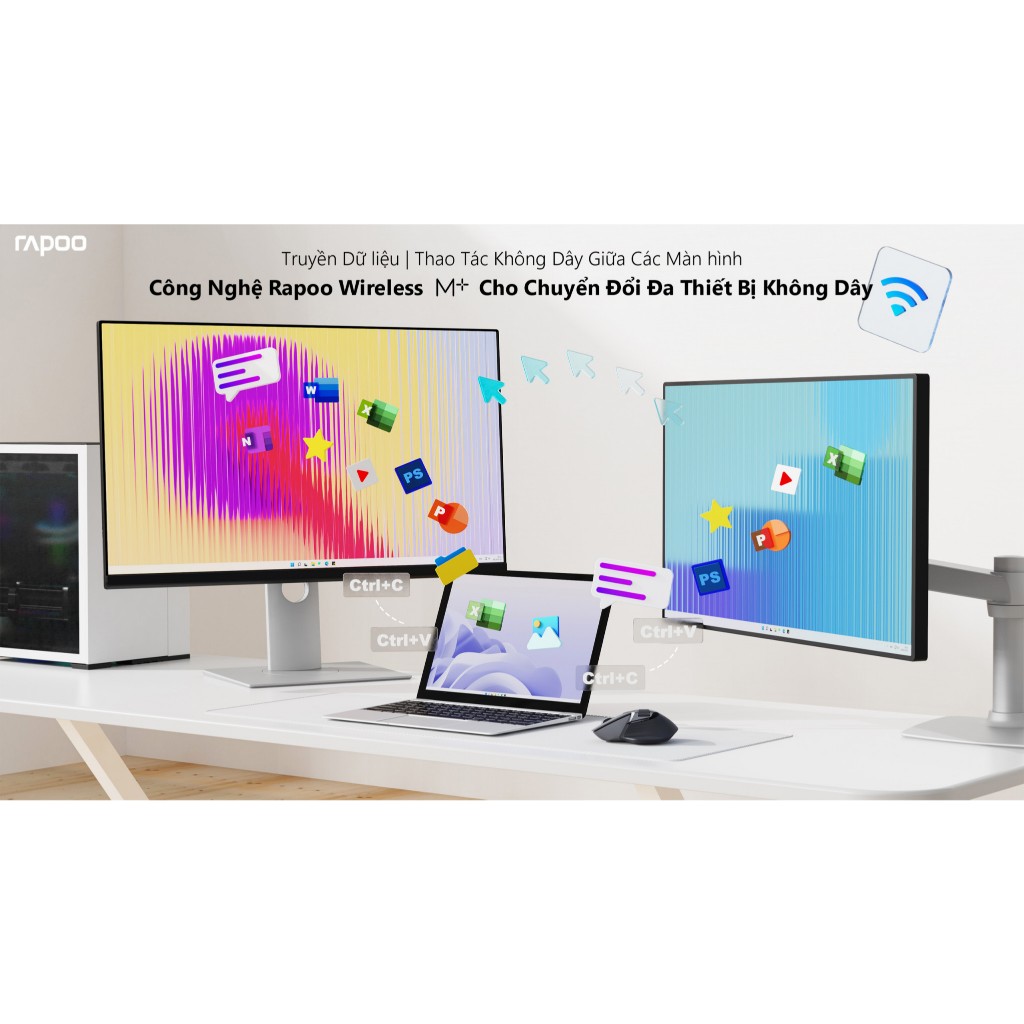 Chuột không dây Gaming Rapoo MT760 Kết nối Wireless / Bluetooth/Dây (Pin sạc:800mAh,101g ,4000DPI ) | BigBuy360 - bigbuy360.vn