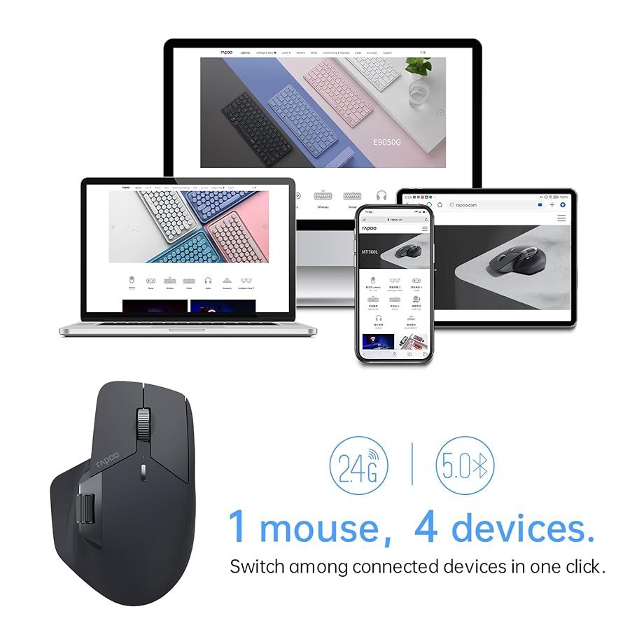 Chuột không dây Gaming Rapoo MT760 Kết nối Wireless / Bluetooth/Dây (Pin sạc:800mAh,101g ,4000DPI ) | BigBuy360 - bigbuy360.vn