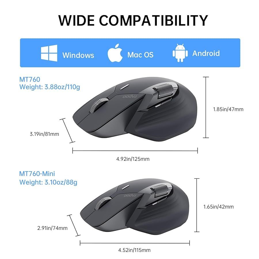 Chuột không dây Gaming Rapoo MT760 Kết nối Wireless / Bluetooth/Dây (Pin sạc:800mAh,101g ,4000DPI ) | BigBuy360 - bigbuy360.vn