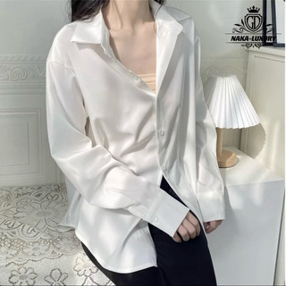 Áo sơ mi nữ chất đũi lụa cao cấp fom rộng đủ 3 màu đen, trắng, xanh HTPA
