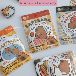 Sấp 30 tấm sticker Chuột lang Capybara kiểu dáng ngộ nghĩnh, vô tri, có keo dán trang trí số, bàn học ST19