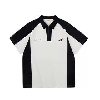 Áo polo nam nữ super star phối đen trắng logo thêu,phom dáng hàn quốc chất cotton dày dặn