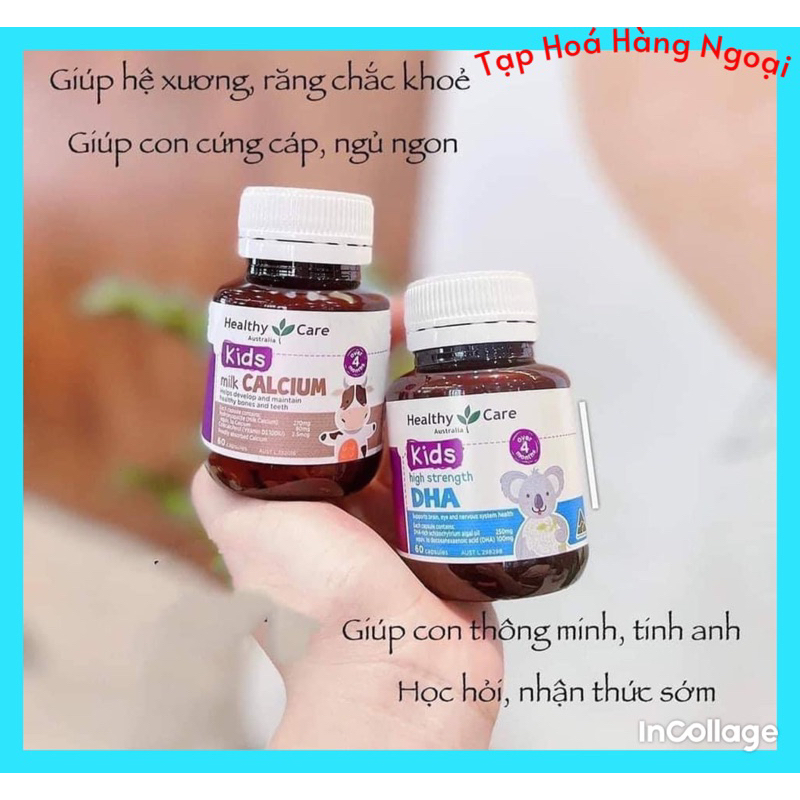 Viên uống bổ sung DHA và Calci Healthy Care Úc 60 viên cho bé