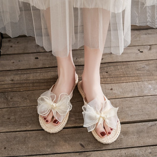  Laylalay.n -  Có sẵn  Dép cói nữ xỏ ngón nơ voan bồng bồng xinh xắn - đi làm văn phòng đi dạo đi biển - LAL15 