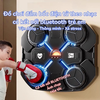 Đồ chơi đấm bốc điện tử theo nhạc kết nối bluetooth trẻ em đấm bốc theo nhạc gắn tường đấm boxing có nhạc và đèn cho bé