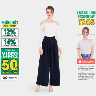 Quần Dài Nữ MARC FASHION Ống Suông Xếp Li Trước Cài 2 Nút - CBSH015824