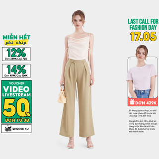 Quần Dài Nữ MARC FASHION Ống Suông Xếp Li Trước 2 Túi Phối Dây Thắt Lưng - FAQH101223