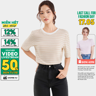 Áo Thun Kiểu Nữ MARC FASHION Sọc Tay Ngắn - CBVH040424