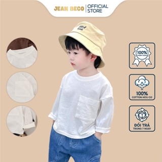 Áo thun cotton xược JEANBECO, Thun phông basic có túi cho Bé Trai và Bé gái đơn giản đi học đi chơi size 5kg-30kg - TD17