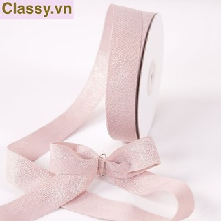 Cuộn 9 mét ruy băng vải sợi poly kim tuyến sọc dọc cuộn dài 9mét, rộng 25 mm đủ màu sắc q554