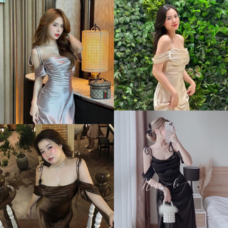 [Hot Trend] Bigsize Đầm lụa 2 dây cột nơ thiết kế trễ vai tôn dáng 55-95kg