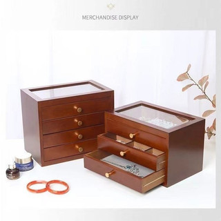 Nhiều lớp hộp đựng trang sức bằng gỗ nguyên khối vòng cổ bảo quản hộp đựng trang sức phon