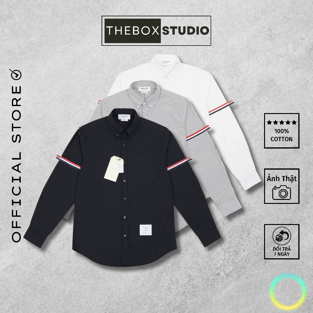 Áo sơ mi nữ nam dài tay trắng TH0MBR0WNE cổ trụ lịch sự Hàn Quốc THE BOX STUDIO nhiều màu cotton ORG