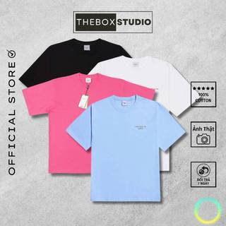 Áo thun nam nữ unisex basic đen trắng cotton organic thoáng khí 2 chiều form rộng THE BOX STUDIO