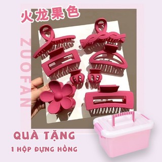 Bộ 8 kẹp càng cua nữ nhám màu hồng size lớn phong cách Hàn Quốc Minn Collection
