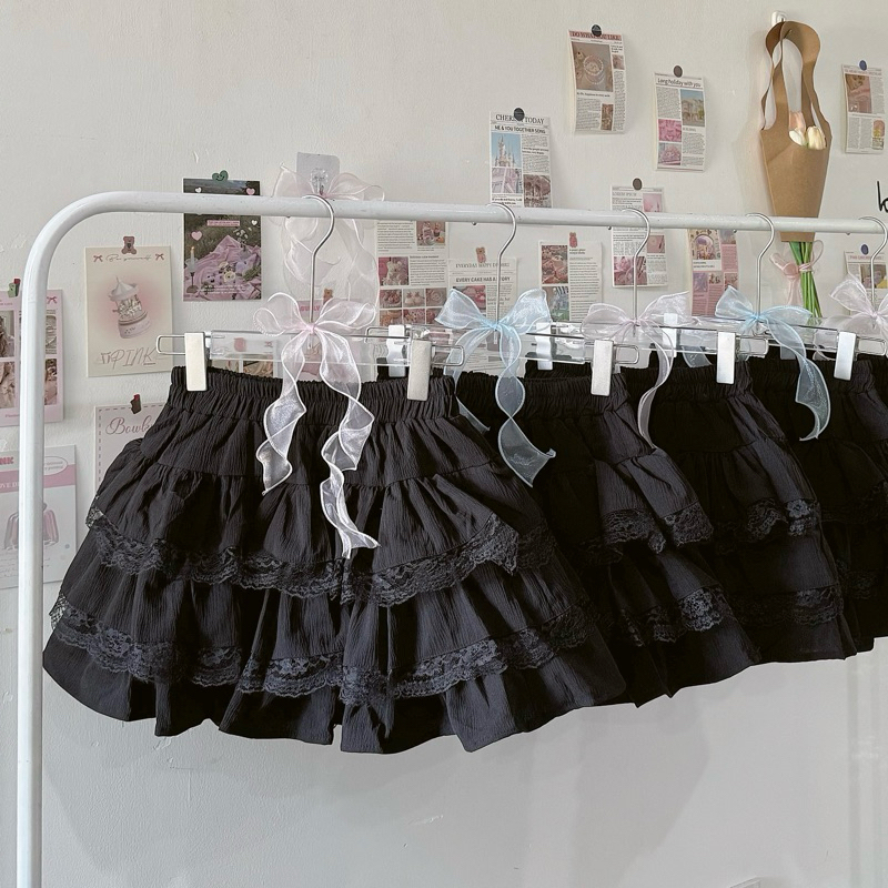 [ ẢNH THẬT ] Chân váy tầng ĐEN dáng xoè phồng phối ren dáng ngắn - Coquette Skirt by sweater.daoathu