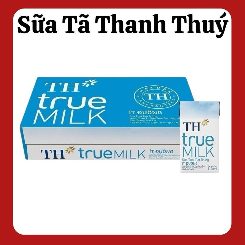  Thùng 48 Hộp Sữa Tươi Tiệt Trùng Th Truemilk Ít Đường - 110ml 