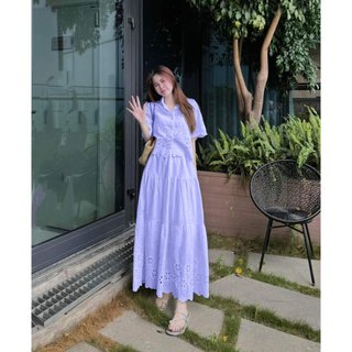 Set thiết kế váy dài thêu hoa caryln store