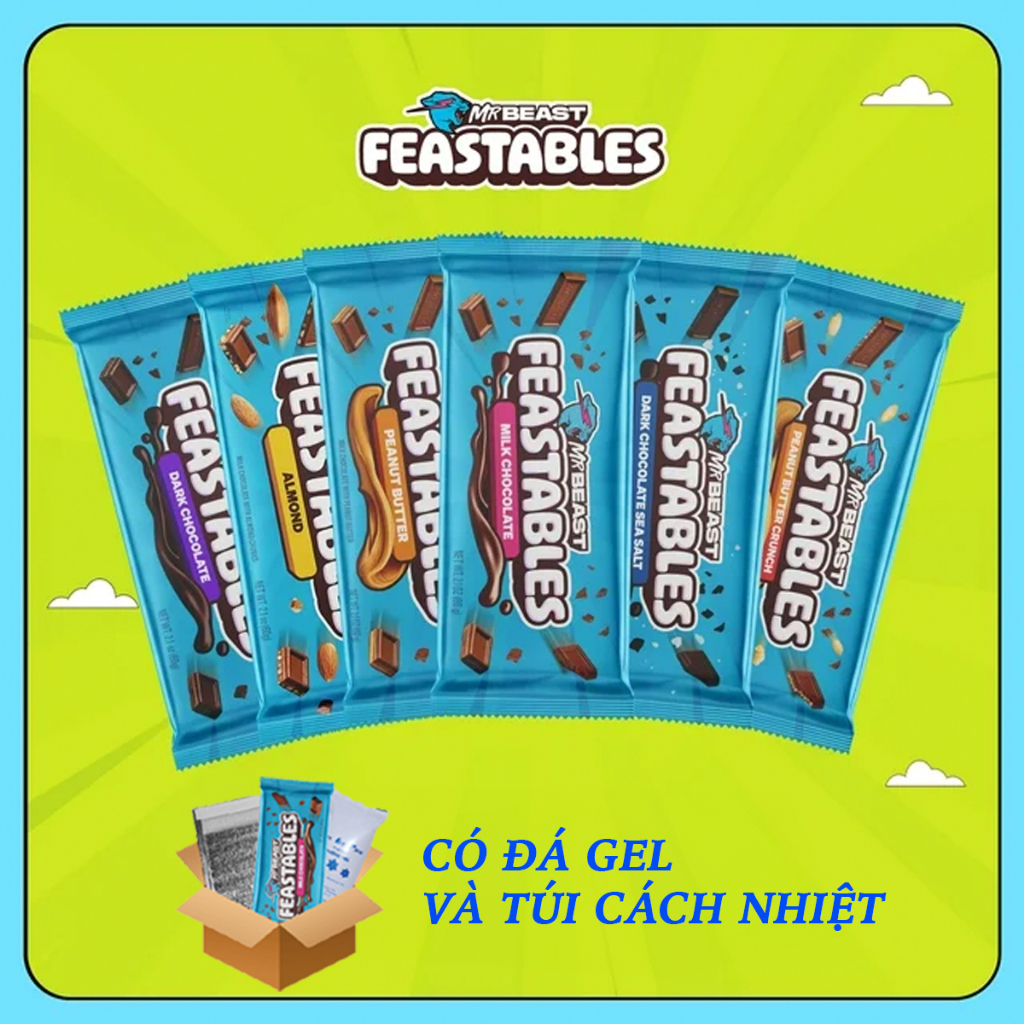 [TẶNG KÈM ĐÁ GEL] Kẹo Socola Mr. Beast Chocolate thanh 60g Phiên bản mới 2024