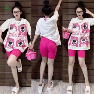 Set bộ mặc nhà nữ quần ngố phối áo thun tay ngắn gấu dâu 1991x shop