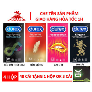 Bao cao su Durex hộp 12 cái tùy chọn (Durex Performa, Fertherlite, Pleasuremax, Ultima, Kingtex, Invisible)