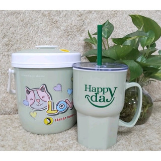Thùng Đá Xô Mini Love Giữ Nhiệt 1 Lit. Ca/Ly Nhựa Tặng Kèm Ống Hút Đủ Màu Cao Cấp 550ml. Xô đá nhiều tín đồ săn tìm xô
