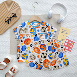 Bộ tole/lanh bé trai tay ngắn quần đùi phối viền - KN Kids