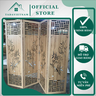 Vách bình phong, vách ngăn phòng ngủ phòng khách nhiều mẫu, chất liệu gỗ MDF phủ Melamin Màu vân sồi- KT 1m75x2m