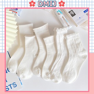 Tất nữ cổ cao phong cách vintage vớ nữ cổ cao họa tiết trắng tinh khôi