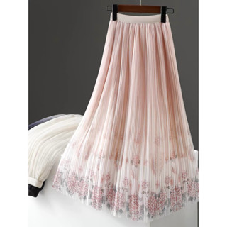 Chân váy xếp ly nhí in hình hoa hàng QC2447