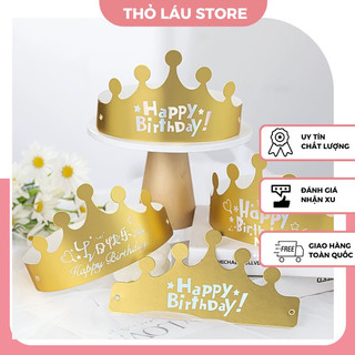 Vương miện giấy, mũ sinh nhật happy birthday, phụ kiện sinh nhật cho bé