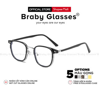 Gọng kính cận tròn kim loại cao cấp thời trang nam nữ Braby Glasses mắt bầu dục độc lạ kiểu dáng trẻ trung MK77
