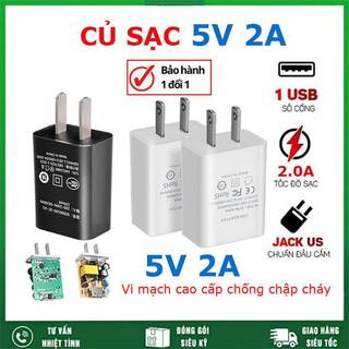  Củ sạc nhanh 5V 2A cho điện thoại cục sạc đa năng 1 cổng chân dẹt cho đèn pin quạt tích điện thiết bị điện nguồn 5V 