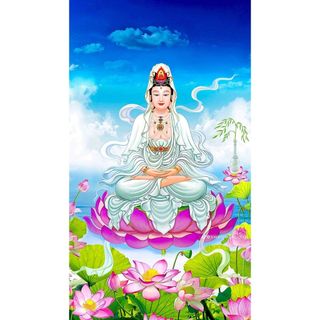 Tranh đính đá tự làm toàn bộ - phật Mẹ Quan Âm Bồ Tát 5d đính full