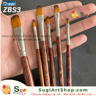 [ TÂM TÂM ] Cọ vẽ màu nước , cọ hand đầu oval thân nâu mã ZBS3, cọ hand ZBS3