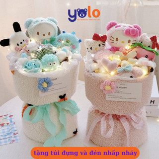 Bó hoa gấu bông siêu dễ thương.sét hoa quà tặng sinh nhật , 14/2 , 8/3 (tặng kèm túi và đèn nhấp nháy)ship hỏa tốc hn