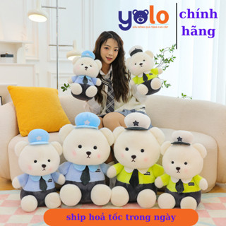 Gấu bông teddy cảnh sát.thú nhồi bông lena teddy mặc áo cảnh sát hàng cao cấp chính hãng. gấu bông cho bé