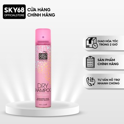 Dầu Gội Khô Giúp Tóc Sạch Dầu Và Bồng Bềnh Girlz Only Dry Shampoo 200ml - Party Nights (Hồng)