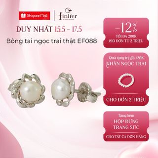 Bông tai ngọc trai thật, bạc quý kim với thiết kế tinh xảo, thanh lịch - EF088 - Finifer by Hoang Gia Pearl