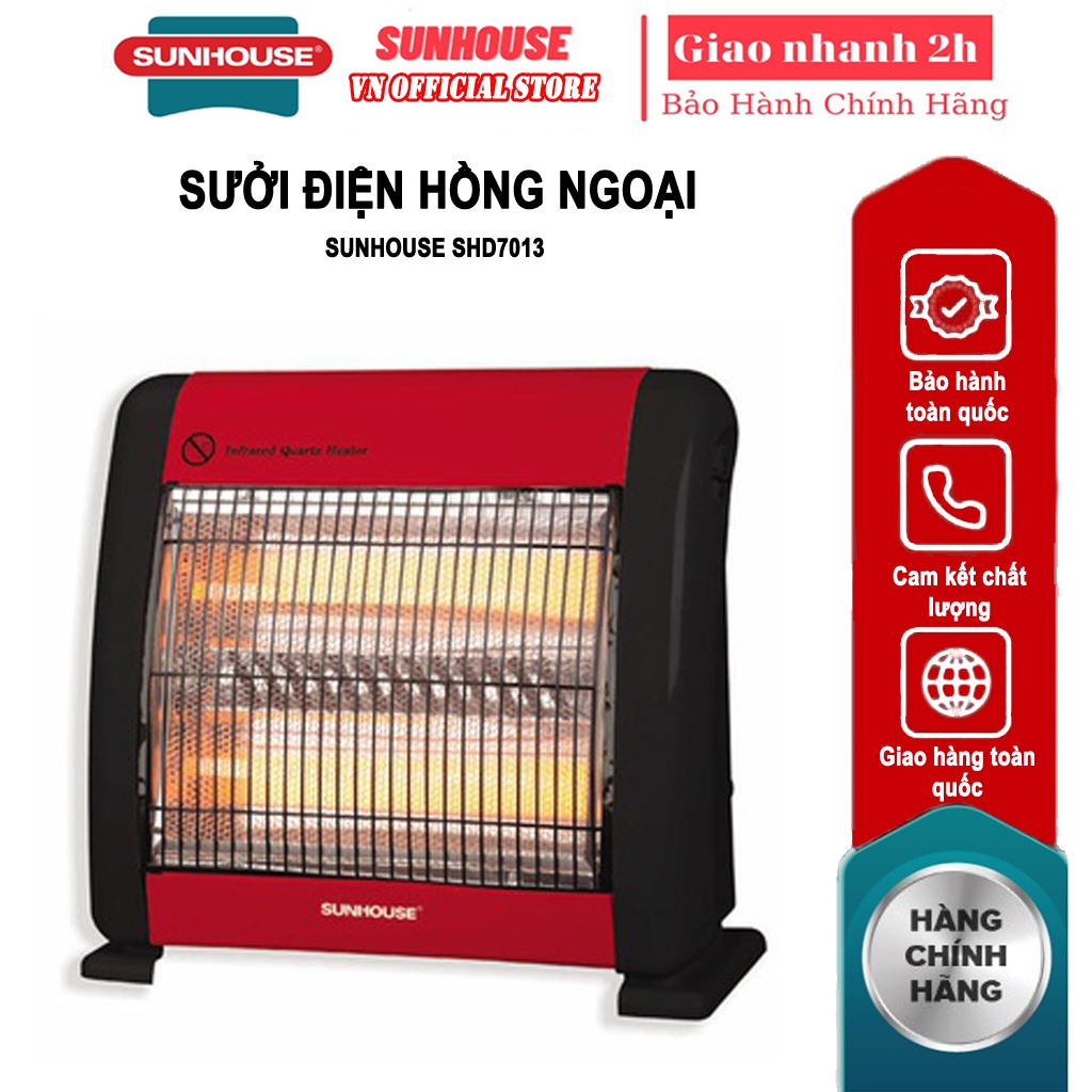 [Mã ELHA22 giảm 5% đơn 300K] Sưởi điện halogen SUNHOUSE SHD7015 đỏ đen