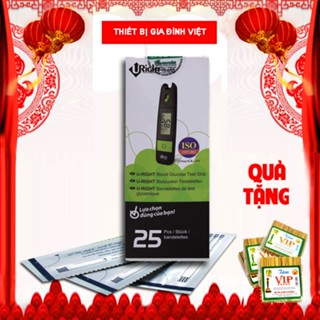 Hộp que thử đường huyết 25 que cho máy uright TD 4265 date dài
