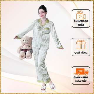[MẪU 2024] Đồ bộ nữ. đồ pijama hoạ tiết phong cảnh sang , mặc nhà mềm mịn ko xù lông.